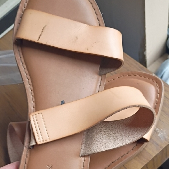 Universal Thread Neutral Tan Leather Double-Band Slide Sandals - Picture 5 of 5